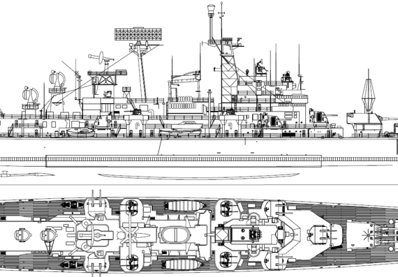 Крейсер USS CAG-2 Canberra 1956 [Heavy Cruiser] - чертежи, габариты, рисунки